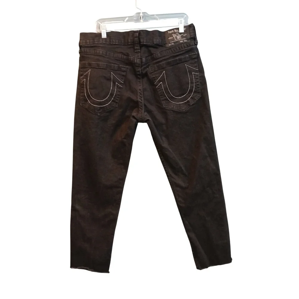 True Religion Geno Relaxed Slim Jeans Mens 36 Black Cut Off  Horseshoe READ